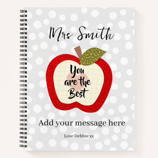 Teacher Retirement Gift Notebook, Cute Apple Notebook (Front)