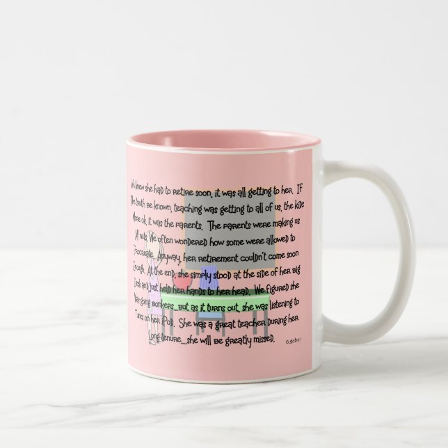 Teacher Retirement "Gone Bonkers" Story Art Gifts Two-Tone Coffee Mug (Right)