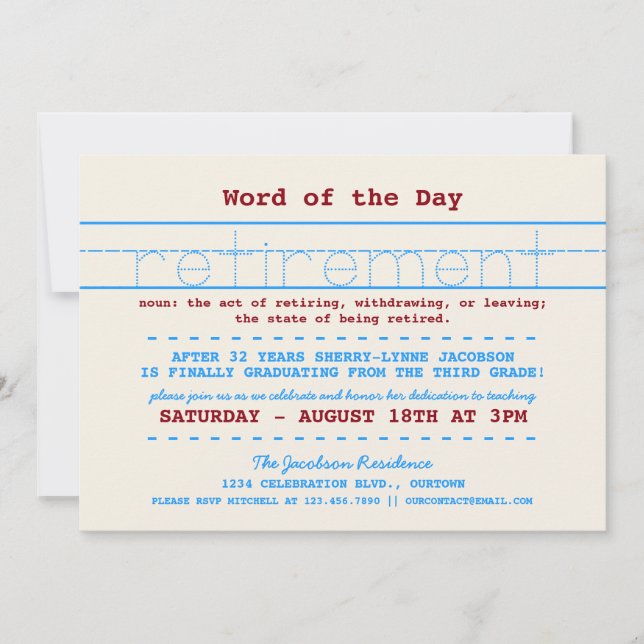 Teacher Retirement Party Invitation (Front)