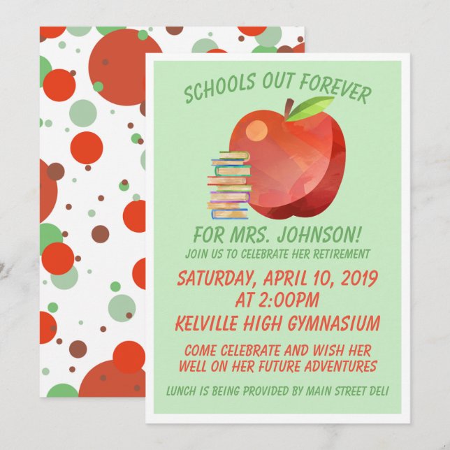 Teacher Retirement Party Invitation (Front/Back)