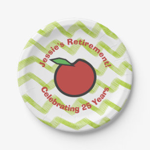 Teacher Retirement Red Apple Custom Paper Plate