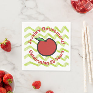 Teacher Retirement Red Apple Personalise Napkin