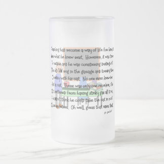 Teacher Retirement Story Art "Stinky Cat" Frosted Glass Beer Mug