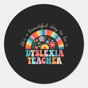 Teacher Retro Dyslexia Sped Therapist Rainbow  Classic Round Sticker