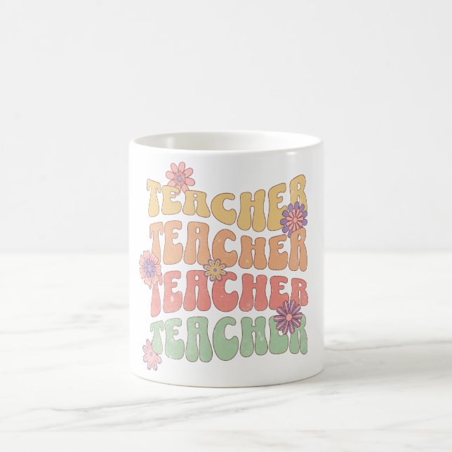 Teacher retro style text design coffee mug (Center)