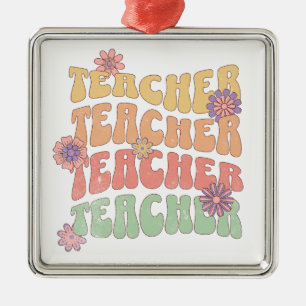 Teacher retro style text design metal tree decoration