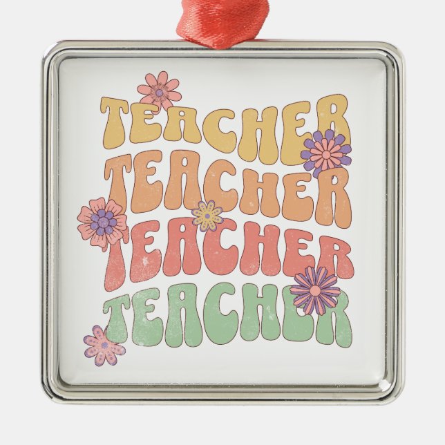 Teacher retro style text design metal tree decoration (Front)