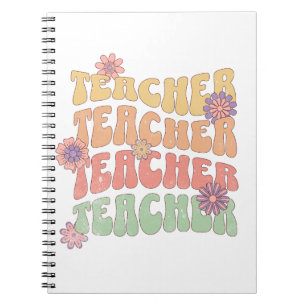 Teacher retro style text design notebook