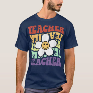 teacher retro sunflower smile face back to school  T-Shirt