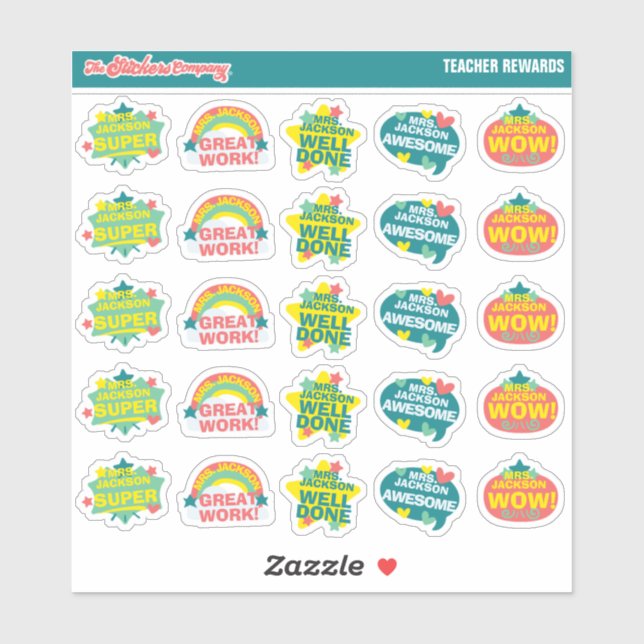 Teacher Reward Custom Name Labels | School (Sheet)