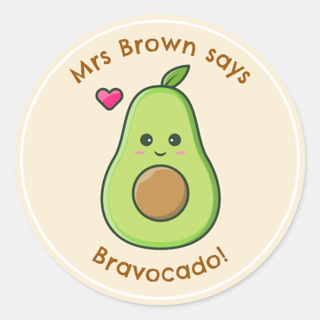 Teacher Reward Stickers Personalised Avocado Pun (Front)