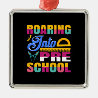 Teacher Roaring Into Pre School Metal Tree Decoration