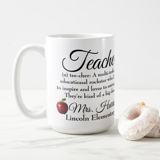 Teacher Rockstar custom Coffee Mug (With Donut)