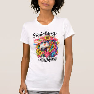 Teacher Rodeo Shirt, Floral Horse Cowgirl Tee