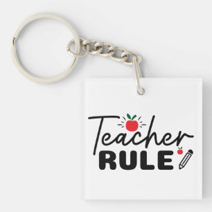 Teacher Rule Wordart Key Ring