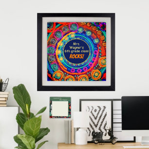 Teacher’s Name and Class Rock, Colourful Fun Poster