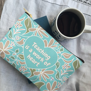 Teacher Saying Baby Blue Botanical Accessory Pouch