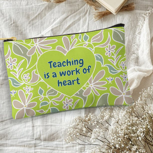 Teacher Saying Lime Green Botanical Accessory Pouch