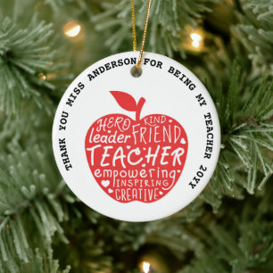 TEACHER SAYINGS QUOTES Personalized Gift Under 20 Ceramic Tree Decoration