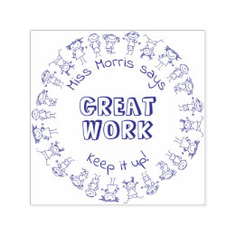 Teacher Says Great Work Keep It Up Personalised Self-inking Stamp