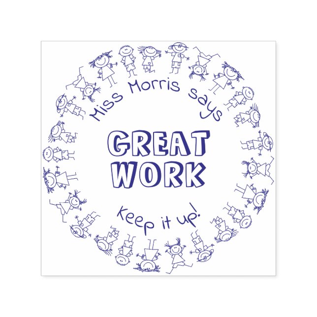 Teacher Says Great Work Keep It Up Personalised Self-inking Stamp (Design)