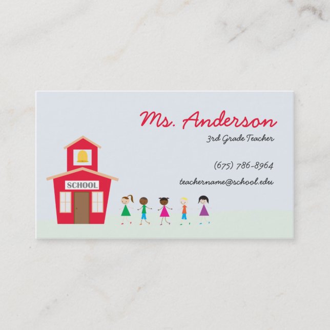 Teacher School and Children Business Card (Front)