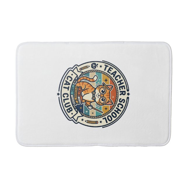 Teacher School Cat Cute Kitty Design - Teacher Sch Bath Mat (Front)