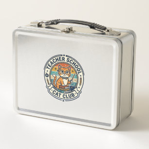 Teacher School Cat Cute Kitty Design - Teacher Sch Metal Lunch Box