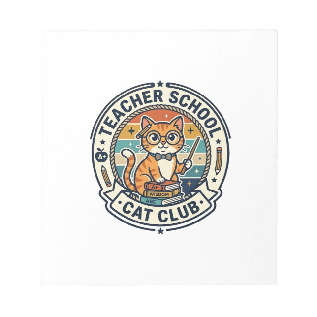 Teacher School Cat Cute Kitty Design - Teacher Sch Notepad (Front)