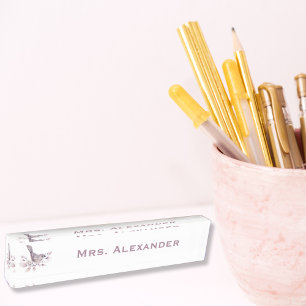 Teacher School Classroom Cute Unique Watercolor Nameplate