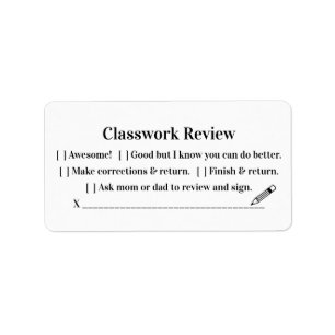 Teacher School Classwork/Homework Grading Sticker