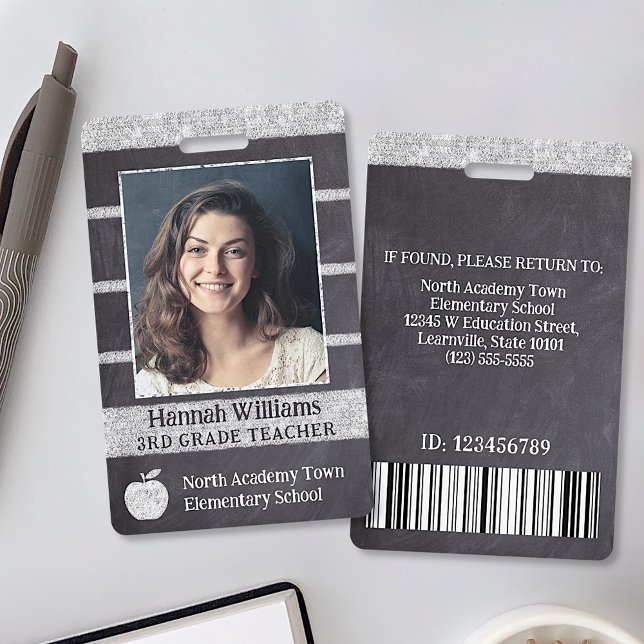 Teacher School Custom Employee Photo Logo Bar Code ID Badge (Creator Uploaded)