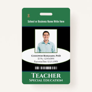 Teacher School Employee Photo Name Logo Custom  ID Badge