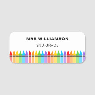 Teacher School Employee Staff Crayons  Name Tag