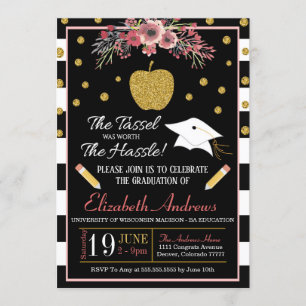 Teacher School Graduation Invitation Floral