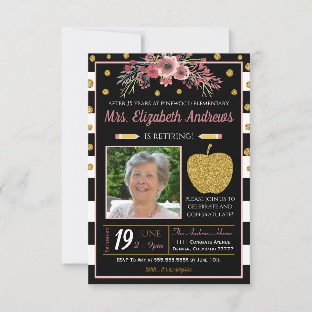 Teacher School Retirement Invitation (Front)