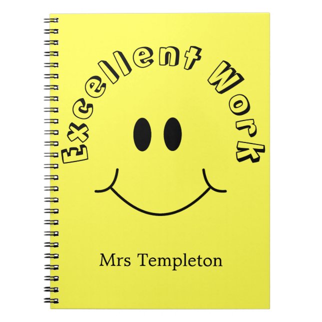 Teacher School Smiling Face Yellow Notebook (Front)