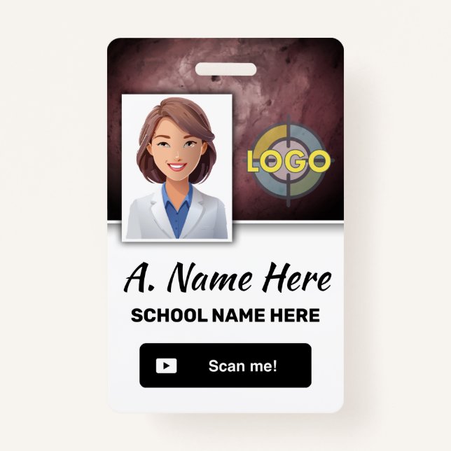 Teacher & School Staff Photo ID Hospital Logo ID Badge (Front)