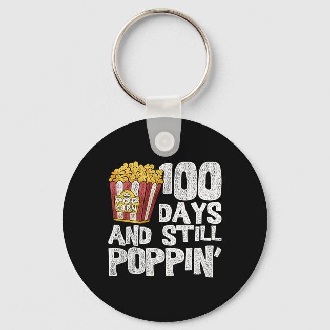 Teacher School Student Popcorn 100 Days Of School  Key Ring (Front)