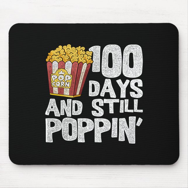 Teacher School Student Popcorn 100 Days Of School  Mouse Mat (Front)