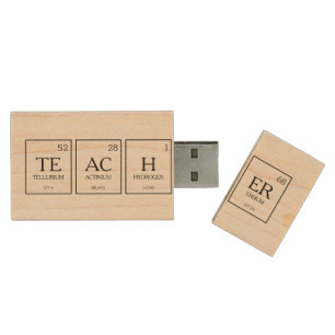 Teacher science elements custom wood USB flash drive