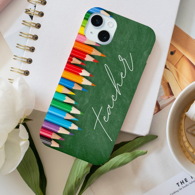 Teacher Script Chalkboard Pencils Case-Mate iPhone Case (Creator Uploaded)