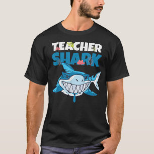 Teacher Shark Funny Blue Smiling Sharp Teeth Fish T-Shirt