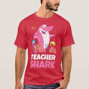 Teacher Shark Funny Cute Pink Smiling School Fish T-Shirt
