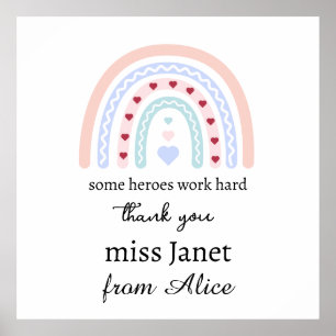 Teacher Simple Christmas Thank You Rainbow Gift Poster