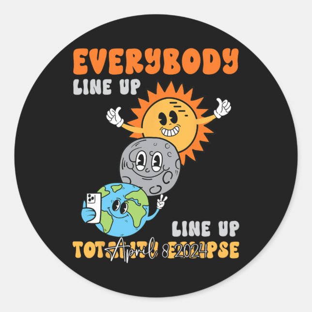 Teacher Solar Eclipse April 8 2024 Funny Cute Eart Classic Round Sticker (Front)