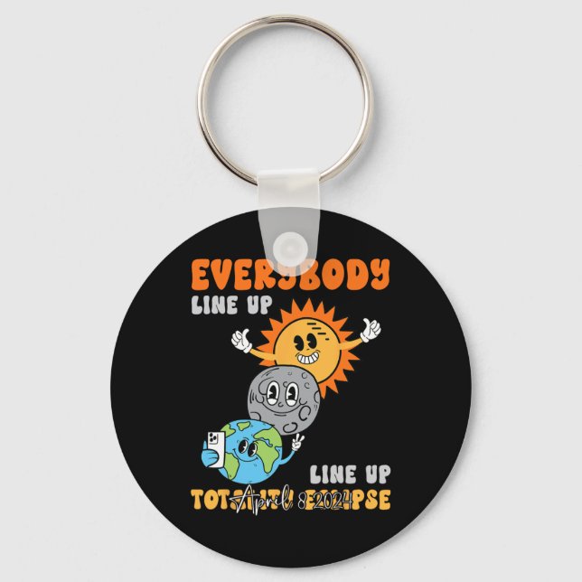 Teacher Solar Eclipse April 8 2024 Funny Cute Eart Key Ring (Front)