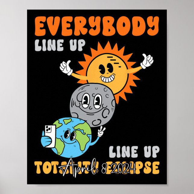 Teacher Solar Eclipse April 8 2024 Funny Cute Eart Poster (Front)