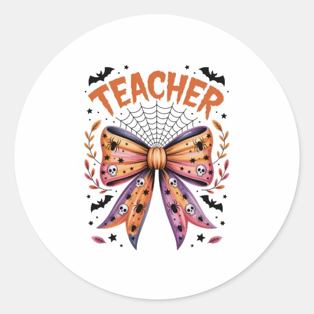 Teacher Spooky Halloween Classic Round Sticker (Front)