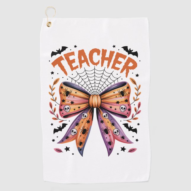 Teacher Spooky Halloween Golf Towel (Front)